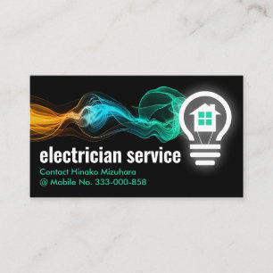 Lightning Wave Powers Lightbulb Business Card