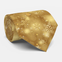 Lights and Snowflakes, Gold - Christmas Ties,