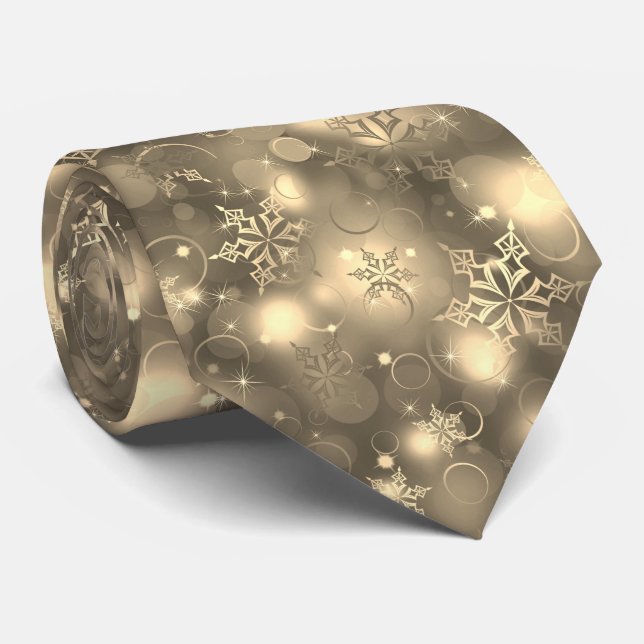 Lights and Snowflakes, Sepia - Christmas Ties, Tie (Rolled)