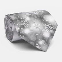 Lights and Snowflakes, Silver - Christmas Ties,