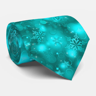 Lights and Snowflakes, Teal - Christmas Ties, Tie