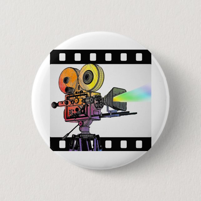 Lights Camera Action! 2 Inch Round Button (Front)