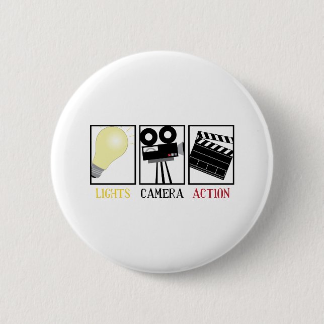 Lights Camera Action 2 Inch Round Button (Front)