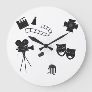 Lights, Camera, Action! Large Clock