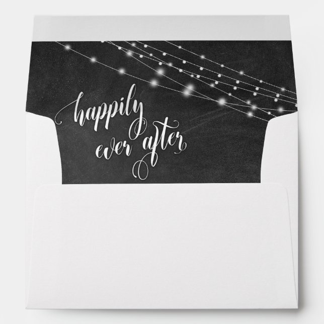 Lights Chalkboard Happily Ever After Typography Envelope (Back (Bottom))