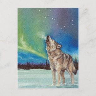 Lights de danse hurlant carte postale loup