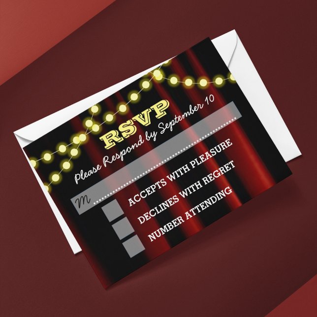 Lights de film Barre jaune Mitzvah RSVP Card (Créateur téléchargé)