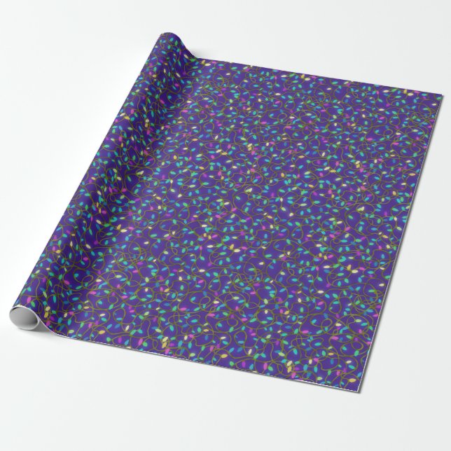 Lights Garland Winter Holiday Christmas Blue Wrapping Paper (Unrolled)
