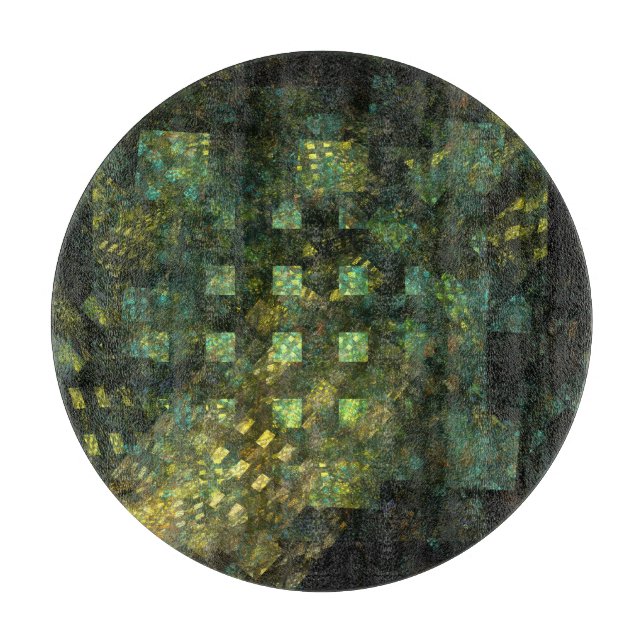 Lights in the City Abstract Art Circle Cutting Board (Front)