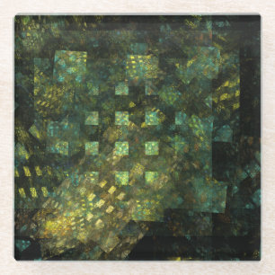 Lights in the City Abstract Art Glass Coaster
