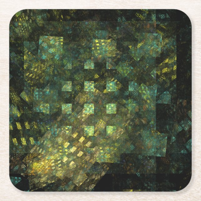 Lights in the City Abstract Art Square Paper Coaster (Front)