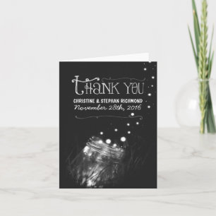 Lights mason jar dreamy wedding thank you card