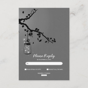 Lights mason jar wedding RSVP cards
