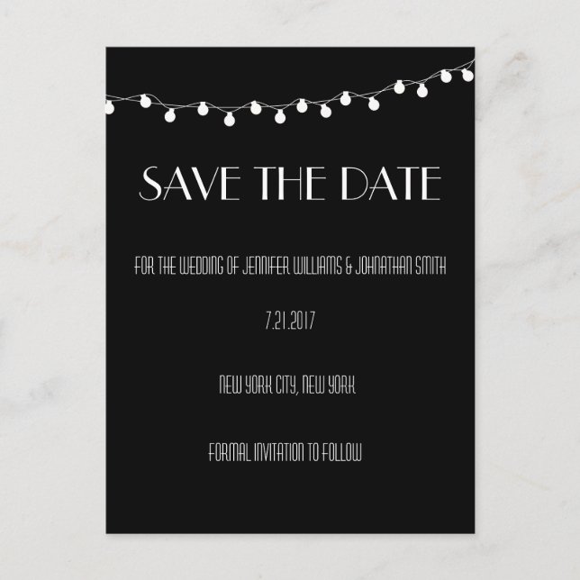 Lights Modern Save The Date Cards (Front)