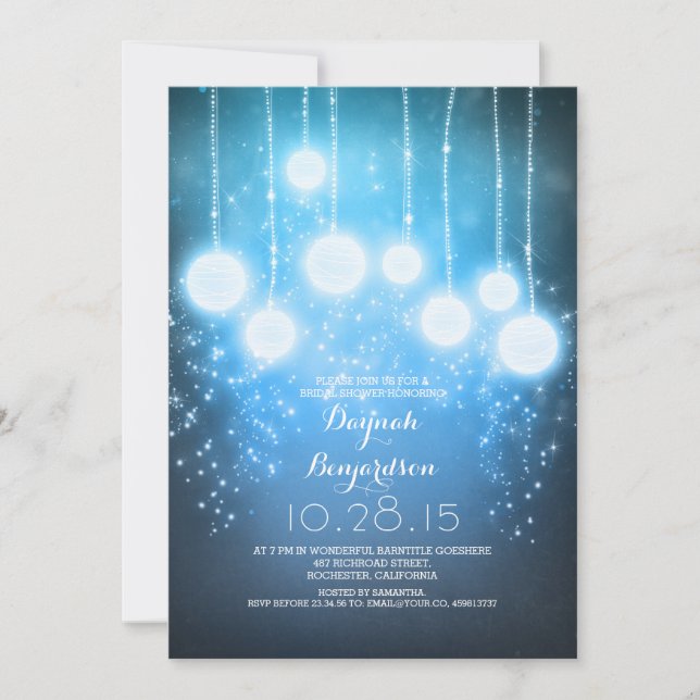 lights romantic rustic bridal shower invites (Front)