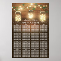 Lights + Rustic Mason Jar Wedding Seating Chart