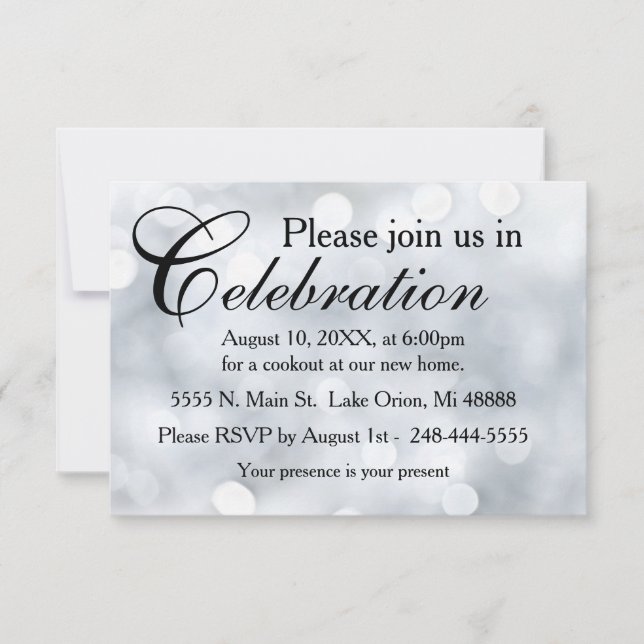 Lights Snow Glitter Sparkles Reception Invitation (Front)