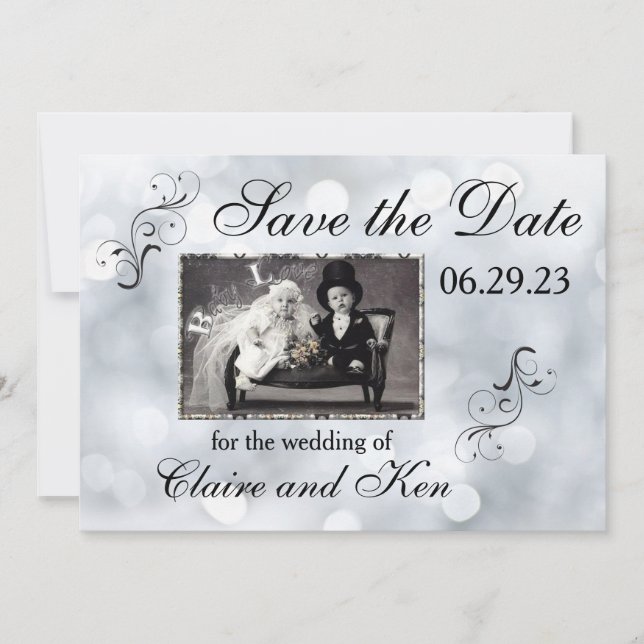 Lights Snow Glitter Sparkles Save the Date (Front)