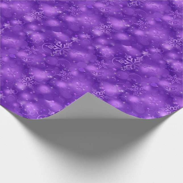 Lights & Snowflakes, Purple - Christmas Wrapping Paper (Corner)