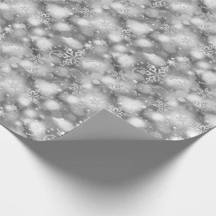 Lights & Snowflakes, Silver - Christmas Wrapping Paper