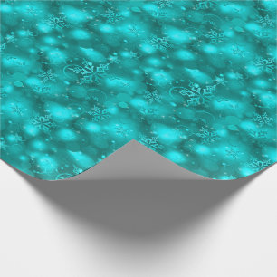 Lights & Snowflakes, Teal - Christmas Wrapping Paper