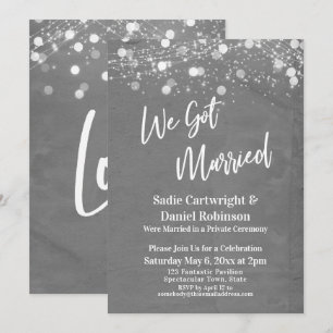 Lights Textured We Got Married Grey Reception Invitation