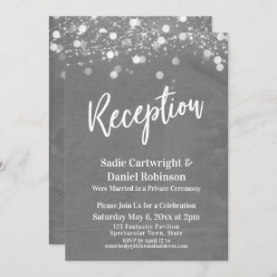 Lights Textured Wedding Reception-Only Grey Invitation