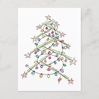 "Lights Tree" Christmas Postcard