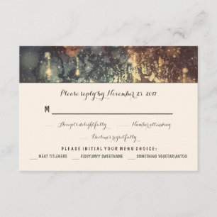 lights tree romantic wedding RSVP cards