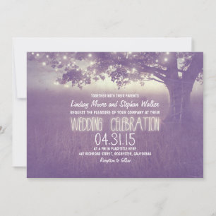 lights tree rustic wedding invitation
