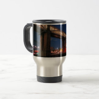 Lights under the bridge travel mug