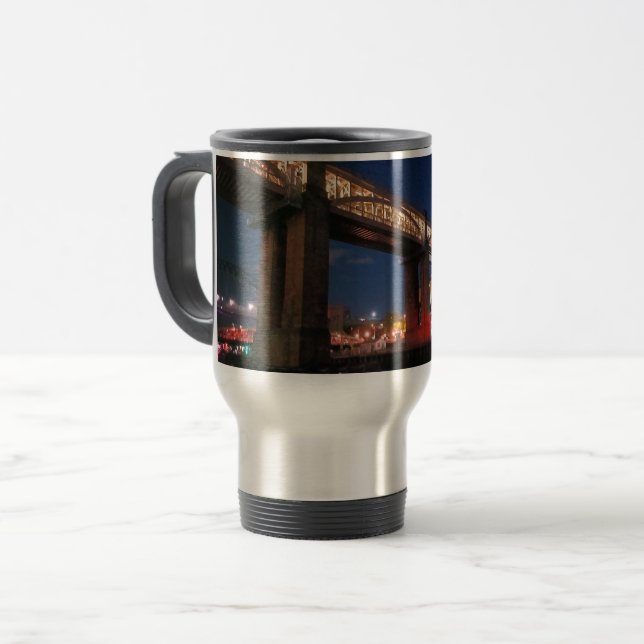 Lights under the bridge travel mug (Front Left)