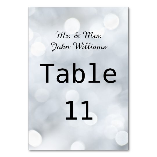 Lights White Snow Sparkle Reception Table Card