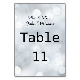 Lights White Snow Sparkle Reception Table Card