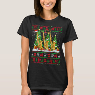 Lights Xmas Sweater Style Ugly Santa Saxophone Chr