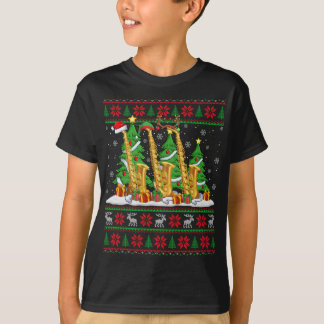 Lights Xmas Sweater Style Ugly Santa Saxophone Chr