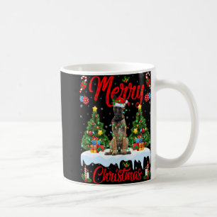 Lights Xmas Tree Santa Belgian Malinois Dog Christ Coffee Mug