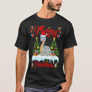 Lights Xmas Tree Santa Diplodocus Dinosaur Christm T-Shirt