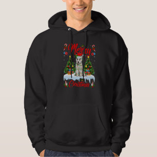 Lights Xmas Tree Santa Siberian Husky Dog Christma Hoodie