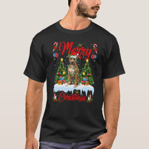Lights Xmas Tree Santa Staffordshire Bull Terrier  T-Shirt