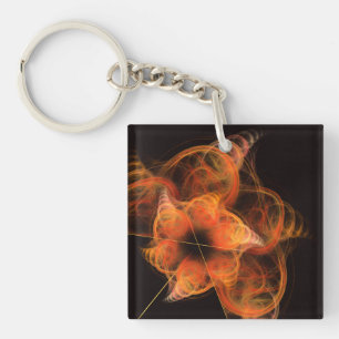 Lightworks Abstract Art Fractal of Fiery Energy Keychain