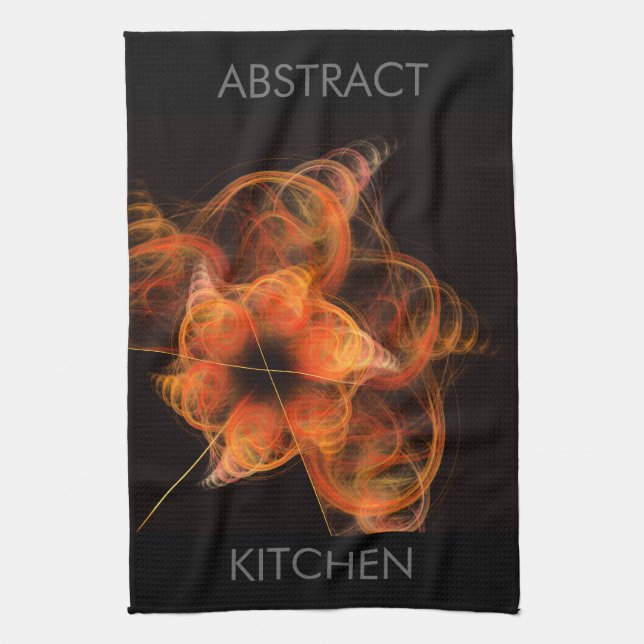 Lightworks Abstract Art Fractal of Fiery Energy Kitchen Towel (Vertical)