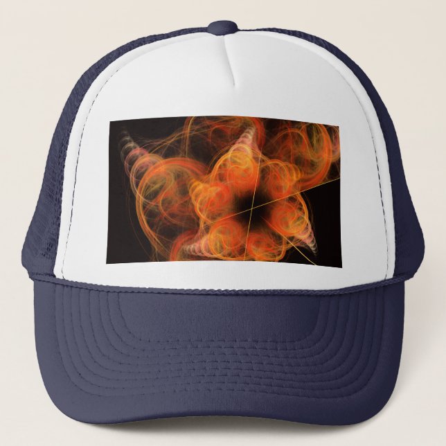 Lightworks Abstract Art Fractal of Fiery Energy Trucker Hat (Front)