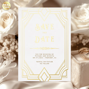 Ligne Art Déco Carte de Mariage à l'Or Blanc pour