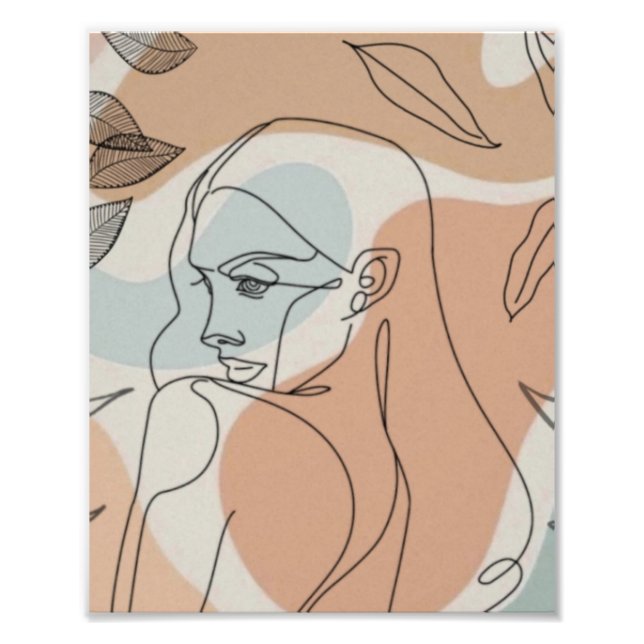 Ligne Art Femme & Feuille Photo agrandissement (Devant)