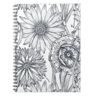 Ligne art floral artistique joli et mignon carnet