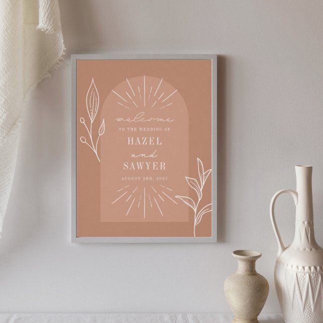Ligne Art Script Terracotta Mariage Welcome Poster (Créateur téléchargé)