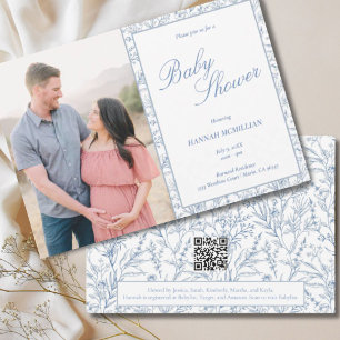 Ligne Bleue Botanique Baby shower tiré Invitation