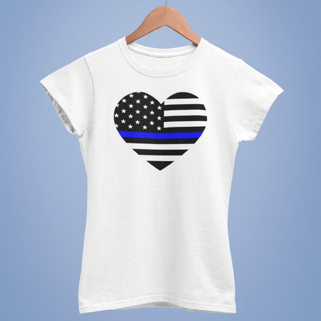 Ligne Bleue Mince Drapeau Américain - T-shirt Femm (Créateur téléchargé)
