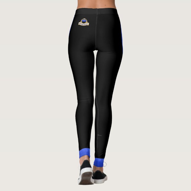 Ligne Bleue Mince - Léger Bleu Wifey Badge Legging (Dos)